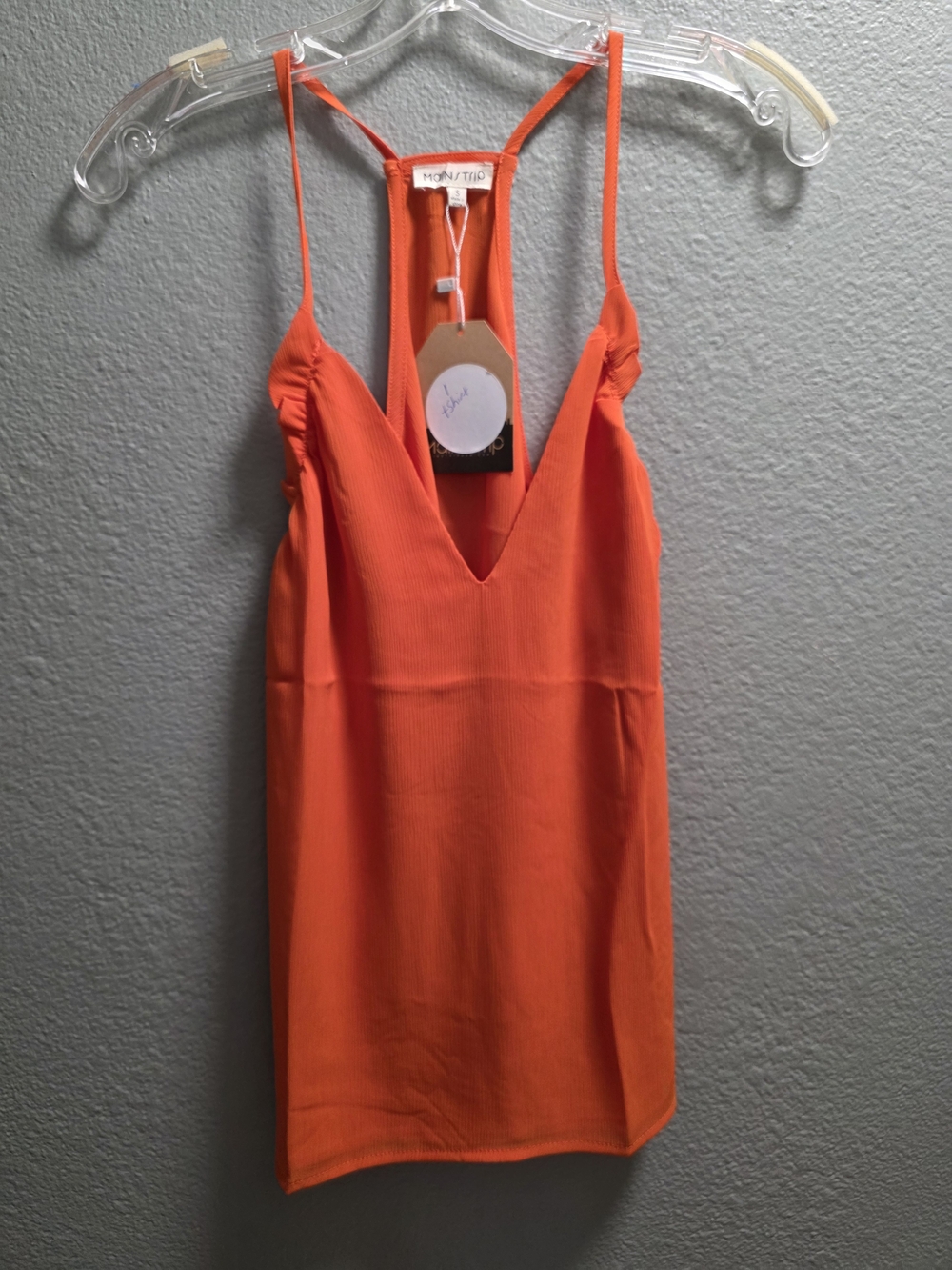 Orange V-Neck Spaghetti Strap Tank